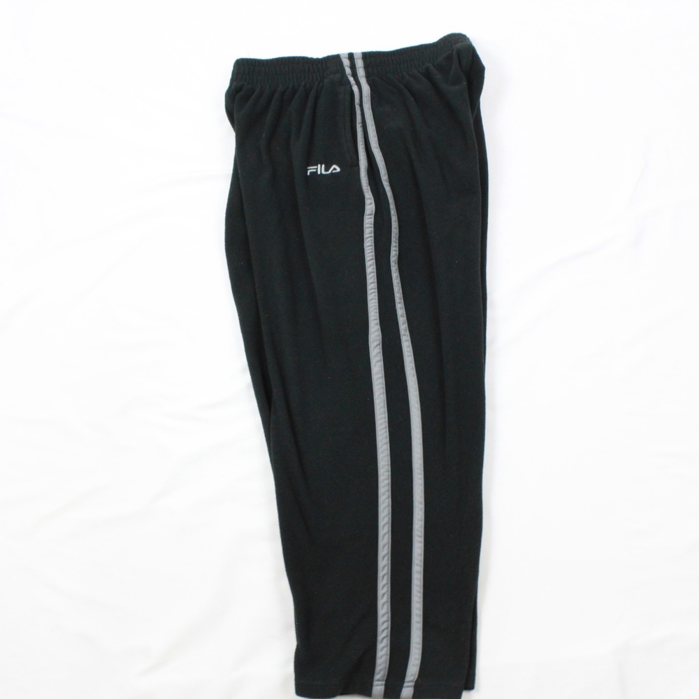 FILA Fleece Athleisure Pants Mens large Black Trac
